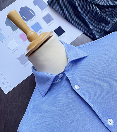 Polo Camicia in Filo di Scozia Cielo