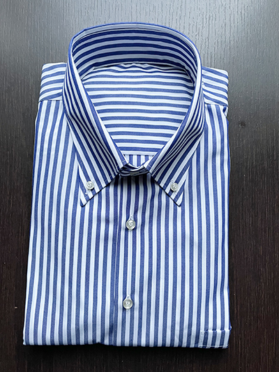 Camicia su misura Puro Cotone Popeline Riga Blu Navy - immagine 2