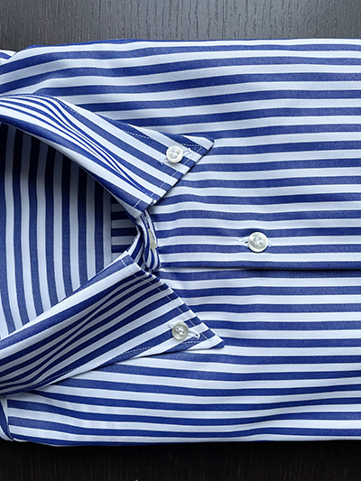 Camicia su misura Puro Cotone Popeline Riga Blu Navy - immagine 4
