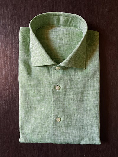 Camicia su misura Puro Lino Fiammato Verde Pistacchio - immagine 2