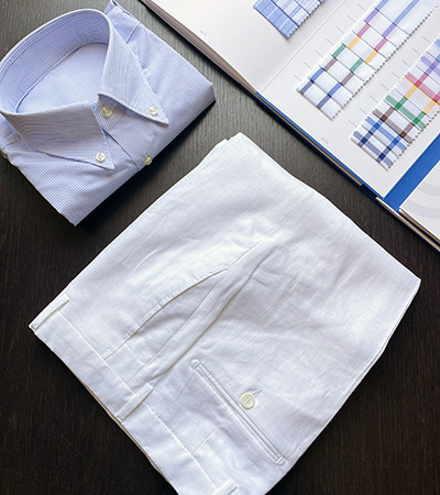 Pantalone misto Lino Bianco