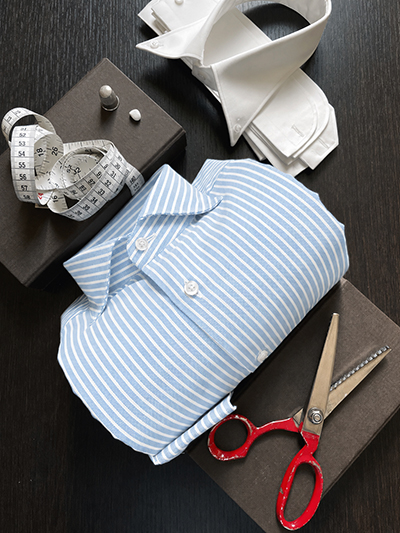 Camicia su misura Oxford Light a Righe: Celeste o Blu Navy - immagine 2
