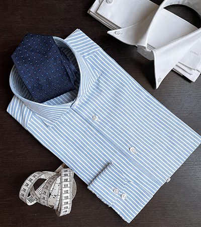 Camicia su misura Oxford Light a Righe: Celeste o Blu Navy