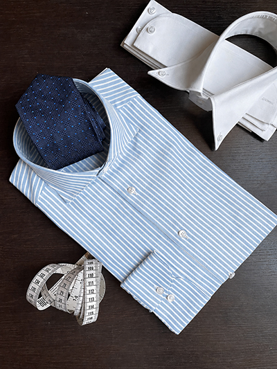 Camicia su misura Oxford Light a Righe: Celeste o Blu Navy