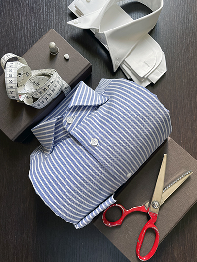 Camicia su misura Oxford Light a Righe: Celeste o Blu Navy - immagine 4