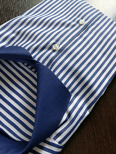 Camicia su misura Popeline Wrinkle Free 4 mm Blu Navy a contrasto Blu - immagine 2