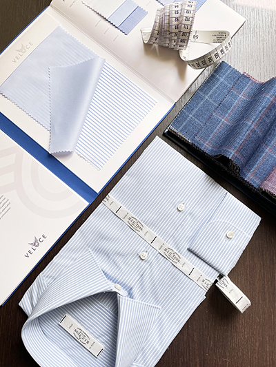 Camicia su misura Popeline a Righe con tramatura orizzontale