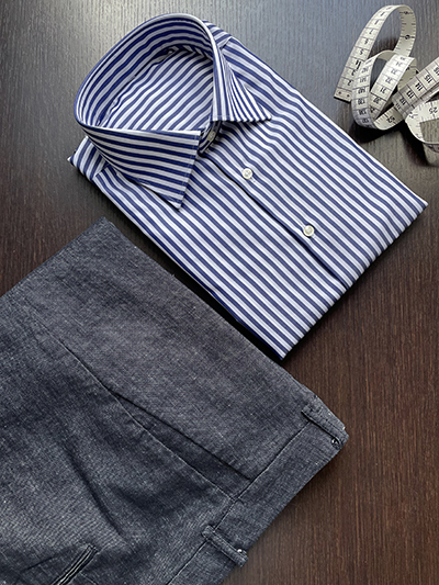 Camicia su misura Popeline Wrinkle Free 4 mm Blu Navy