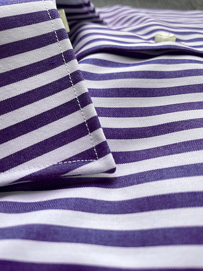 Camicia su misura Popeline a Righe Viola - immagine 2