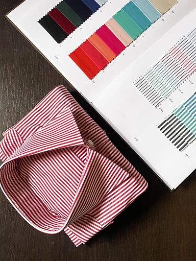 Camicia su misura Miami Stretch a Righe: Rosso o Verde - immagine 2