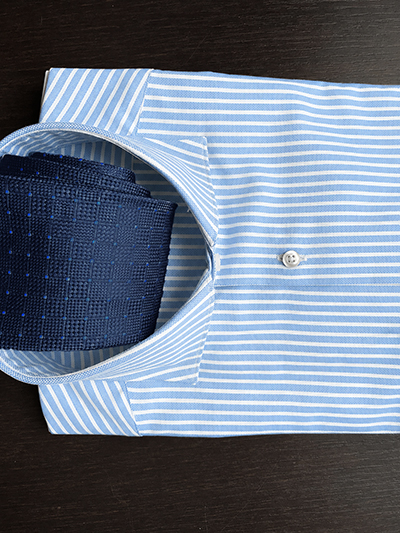 Camicia su misura Oxford Light a Righe: Celeste o Blu Navy - immagine 3