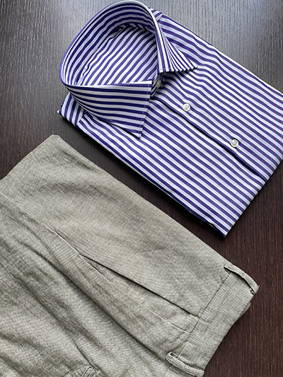 Camicia su misura Popeline a Righe Viola