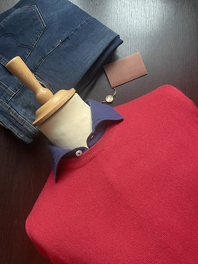 Girocollo in Puro Cashmere Finezza 7 Rosso - immagine 4