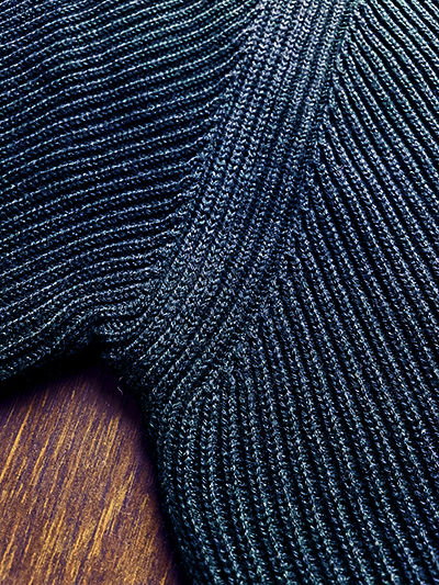 Girocollo in Puro Cashmere a maglia Inglese Blu Avio Scuro - immagine 3