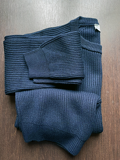 Girocollo in Puro Cashmere a maglia Inglese Blu Avio Scuro - immagine 5